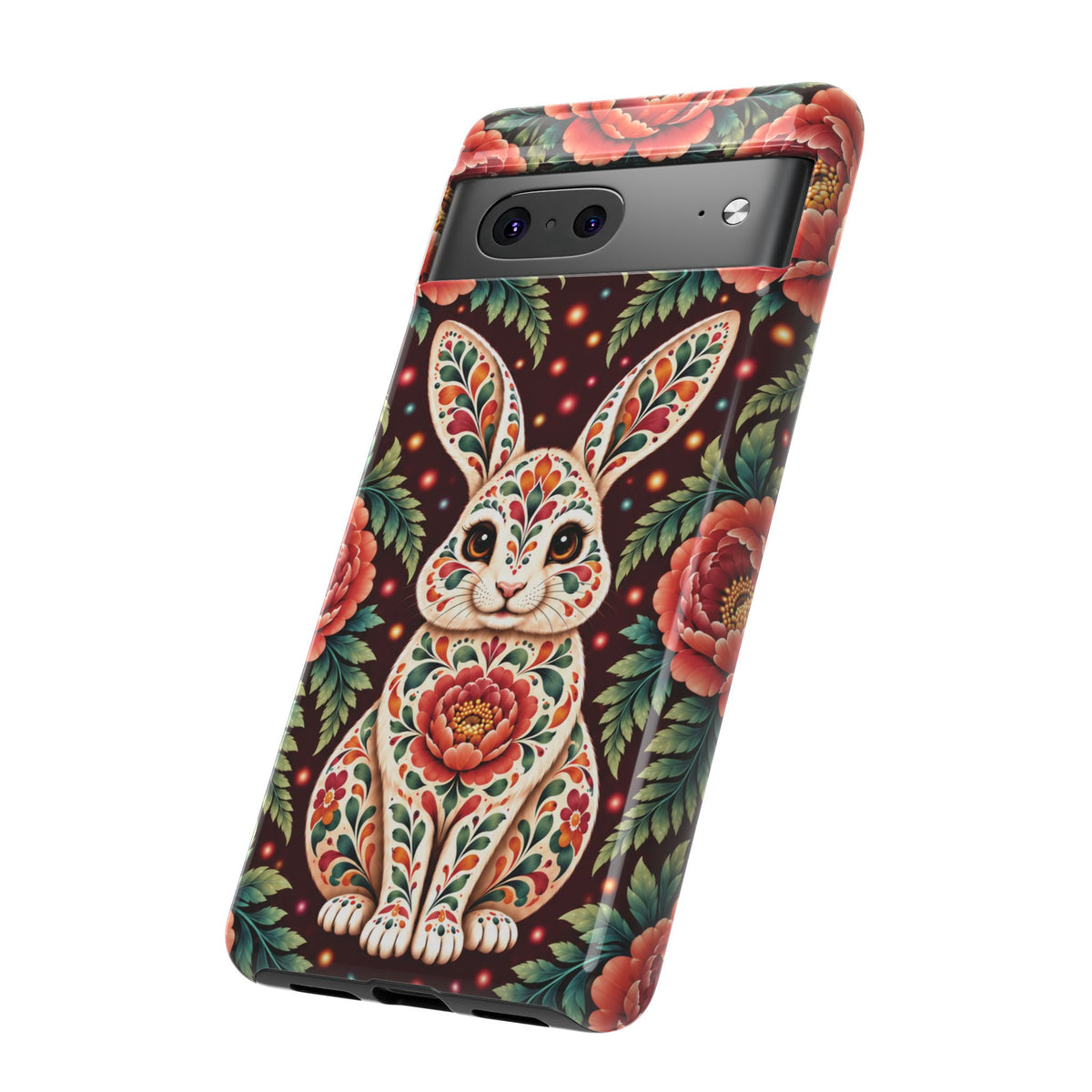 Cute Terracotta and Teal Calavera Bunny Phone Case - Phone Case