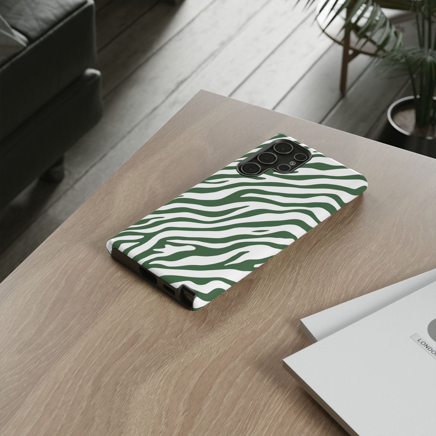 Stylish Sage Zebra Print Phone Case