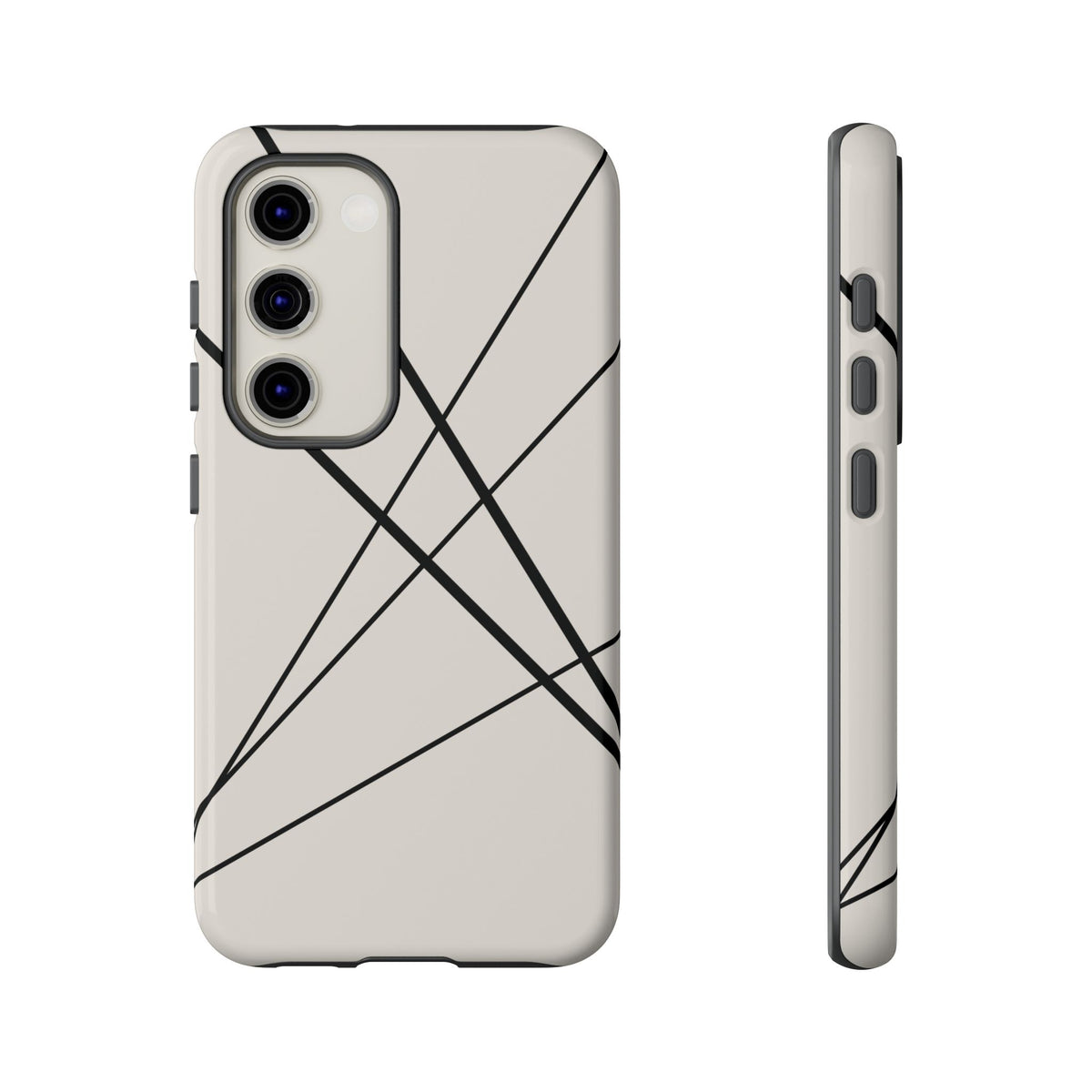 Abstract White with Black Lines Phone Case - White Phone Case - Samsung Galaxy S23 / Glossy