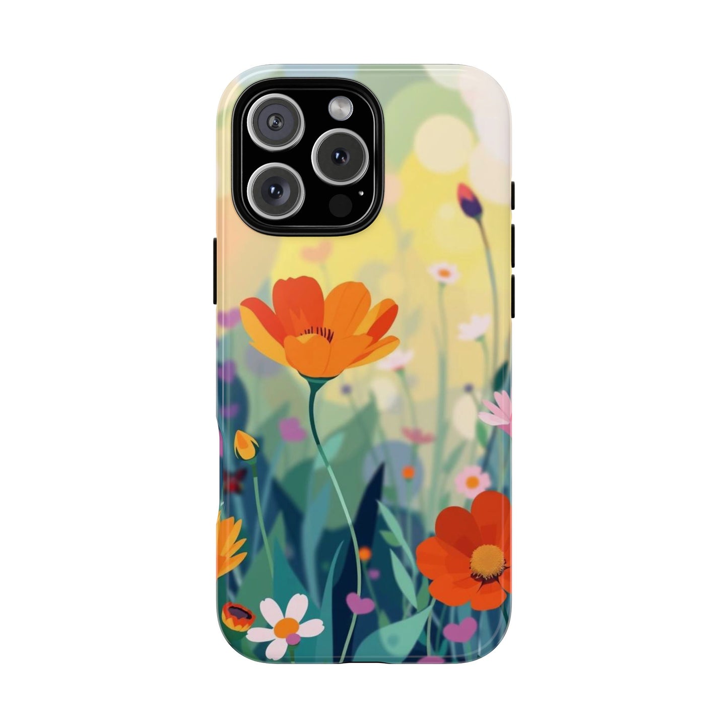 iPhone 16 Pro Max / Glossy Phone Case - Pop Art Style Wildflower Design Phone Case