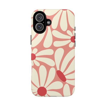 Cute Retro Pink Daisy Pattern Phone Case - Pink Phone Case - iPhone 16 Plus / Glossy