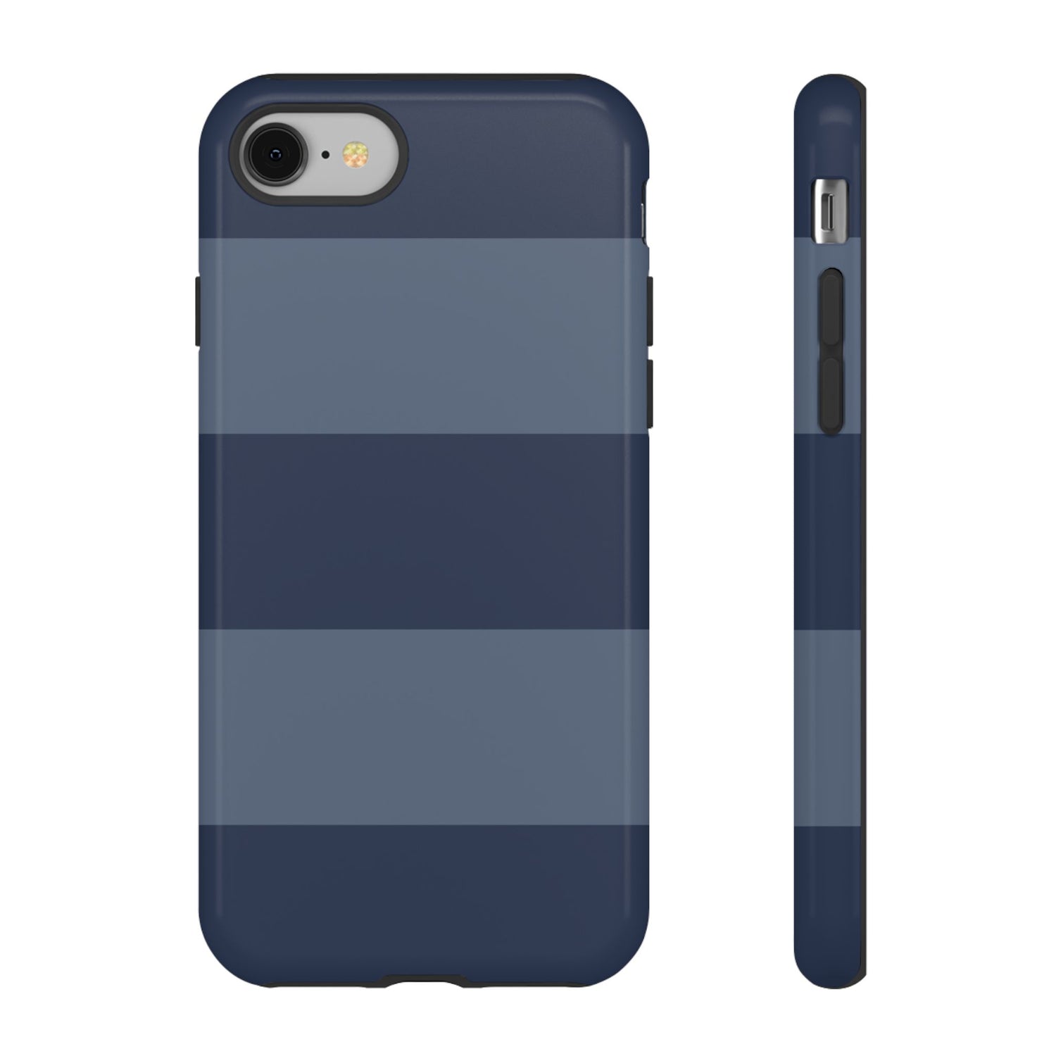 Dark Blue Horizontal Stripe Pattern Phone Case - Blue Phone Case - iPhone 8 / Glossy