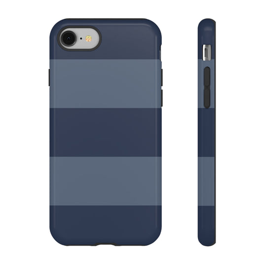 iPhone 8 / Glossy Phone Case - Dark Blue Horizontal Stripe Pattern Phone Case