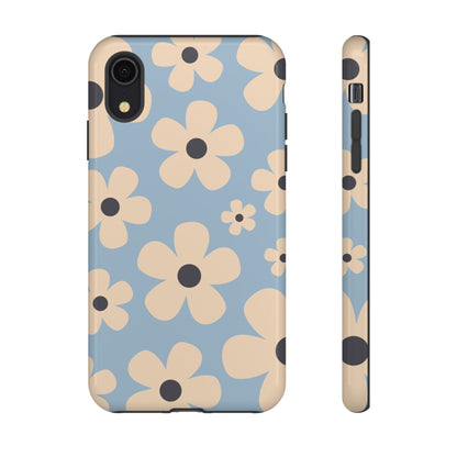 iPhone XR / Glossy Phone Case - Cute Light Blue & Cream Daisy Pattern Phone Case