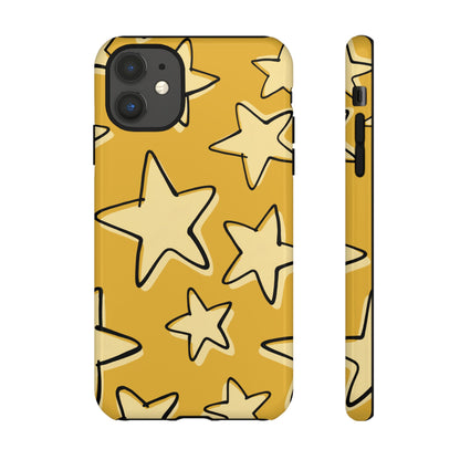 Golden Yellow Doodle Star Phone Case