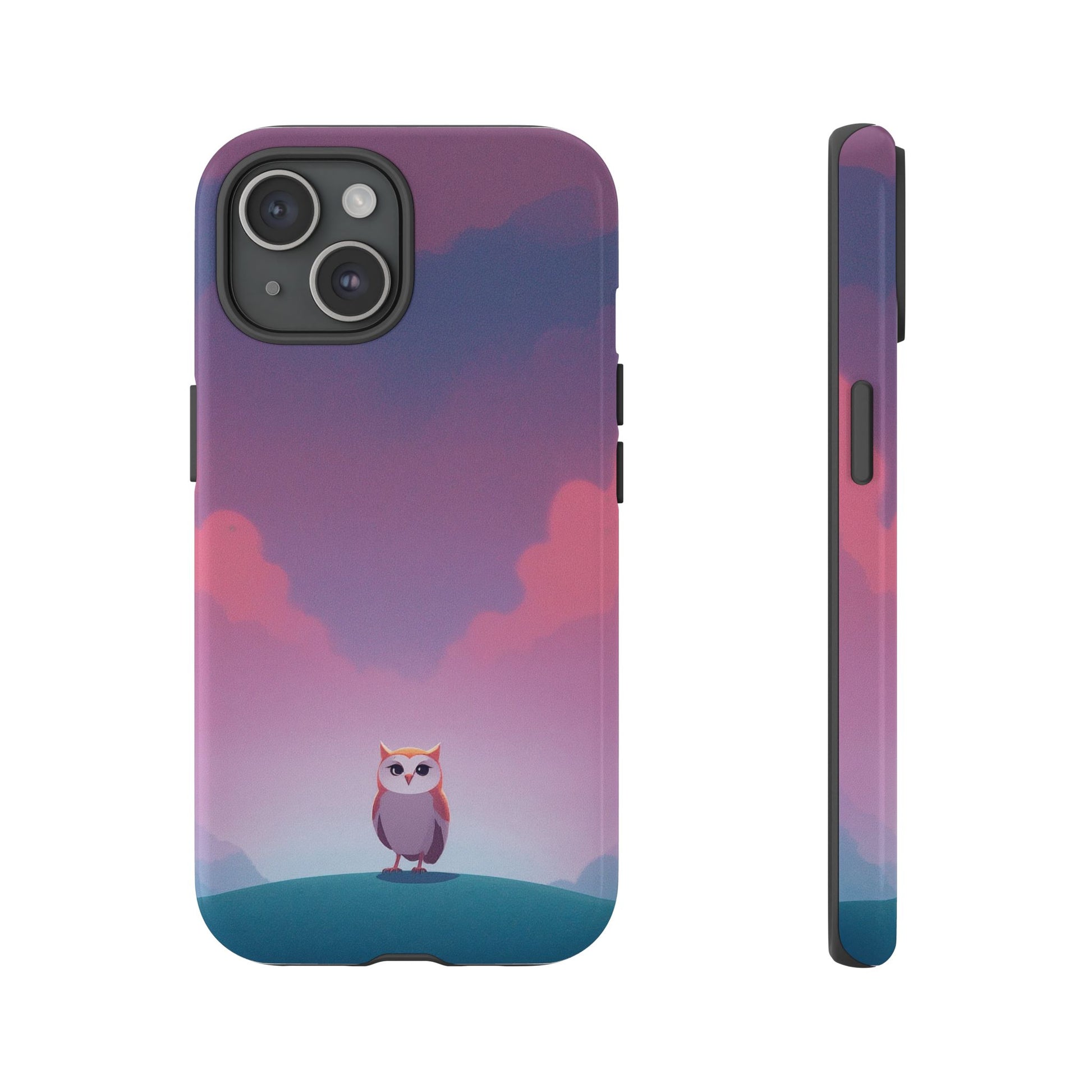 Watercolour Owl & Cloud Design Phone Case - Multicolor Phone Case - iPhone 15 / Glossy