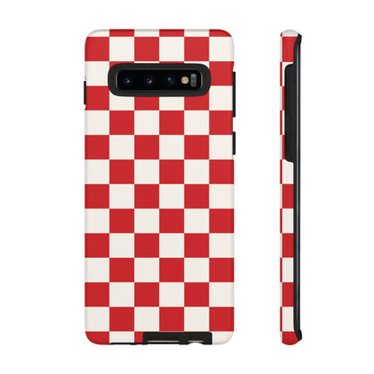 Samsung Galaxy S10 / Glossy Phone Case - ’Red Checkered Pattern’ Phone Case