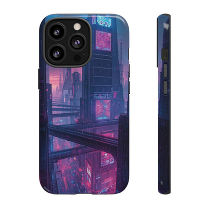 Neon Cyberpunk Megacity Sci-fi Phone Case - Blue Phone Case - iPhone 13 Pro / Glossy