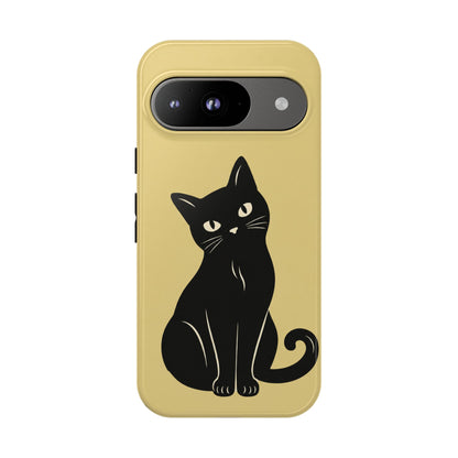 Minimalist Butter Yellow & Black Cat Phone Case