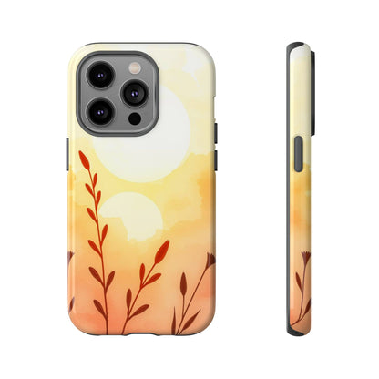 iPhone 14 Pro / Glossy Phone Case - Watercolour Wildflower & Sun Design Phone Case