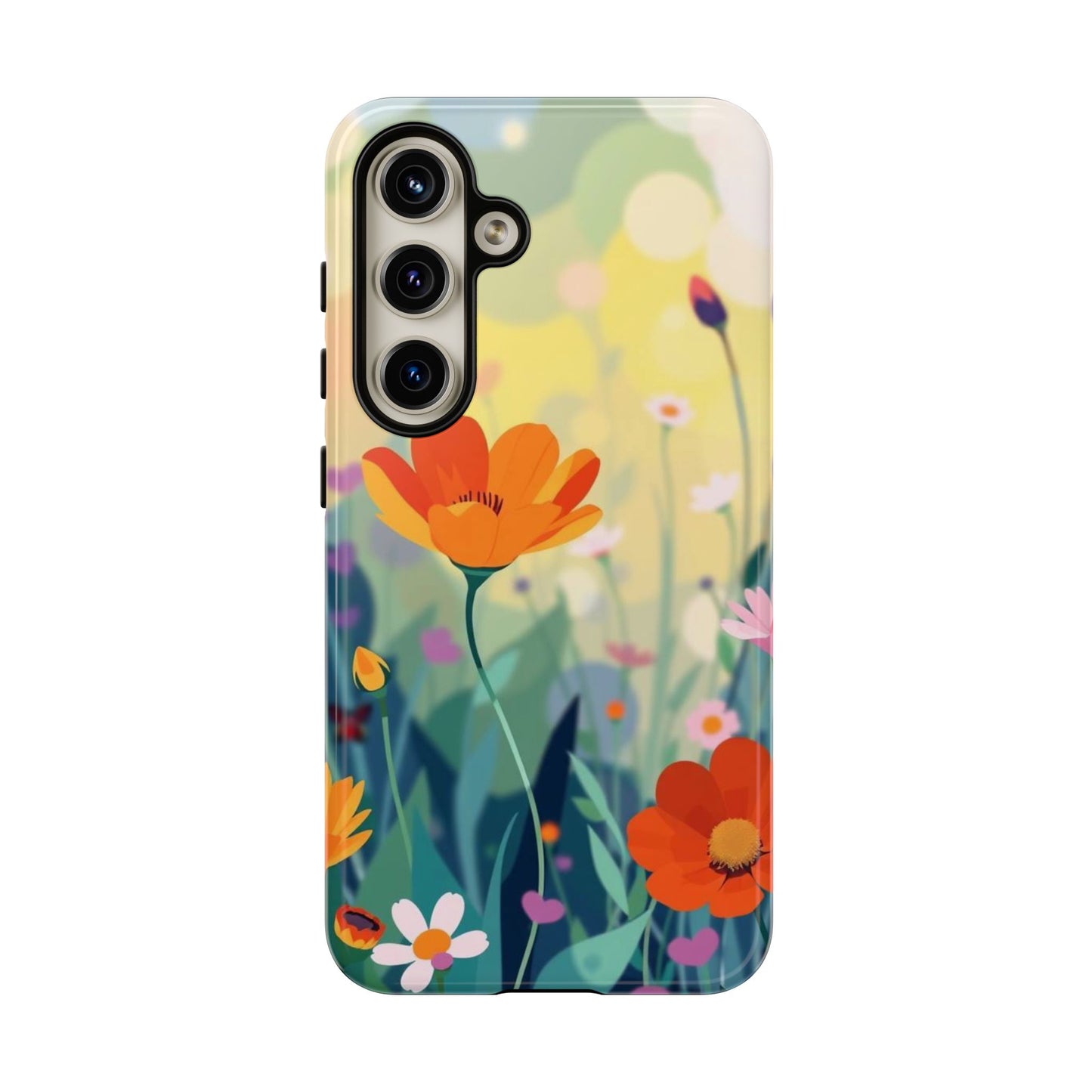 Samsung Galaxy S24 / Glossy Phone Case - Pop Art Style Wildflower Design Phone Case