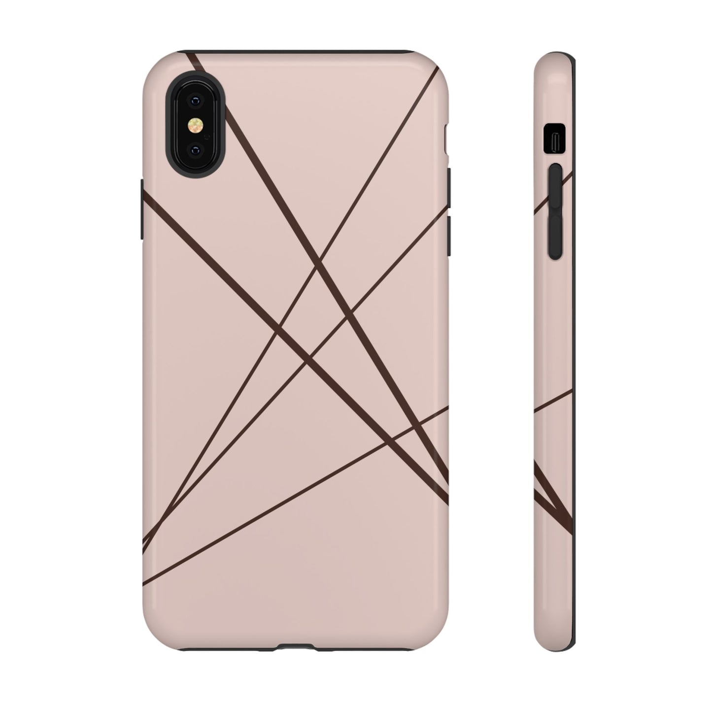 Abstract Pink with Brown Lines Phone Case - Pink Phone Case - iPhone XS MAX / Glossy