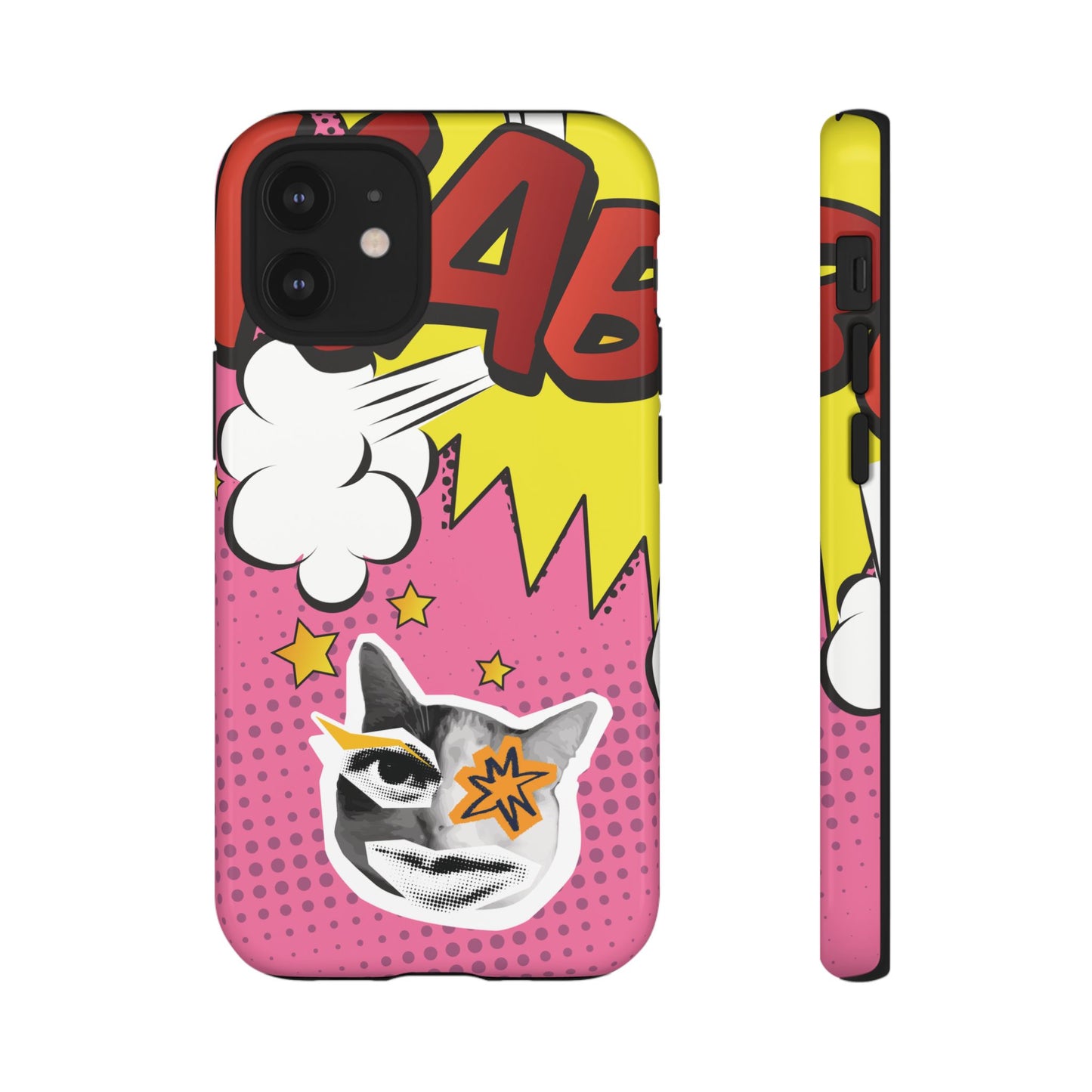 Bold Pink Pop Art Cat Phone Case - Pink Phone Case - iPhone 12 Mini / Glossy