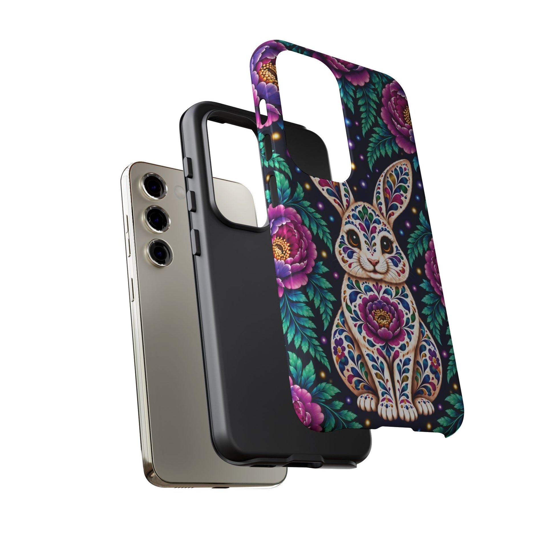 Cute Purple and Teal Calavera Bunny Phone Case - Multicolor Phone Case
