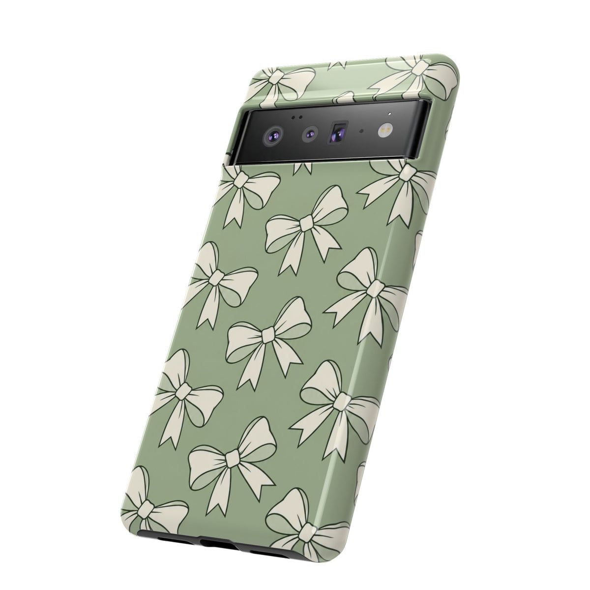 Chic Sage Green Bow Pattern Phone Case