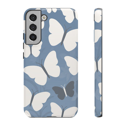 Samsung Galaxy S22 Plus / Glossy Phone Case - Minimalist Light Blue Butterfly Pattern Phone Case
