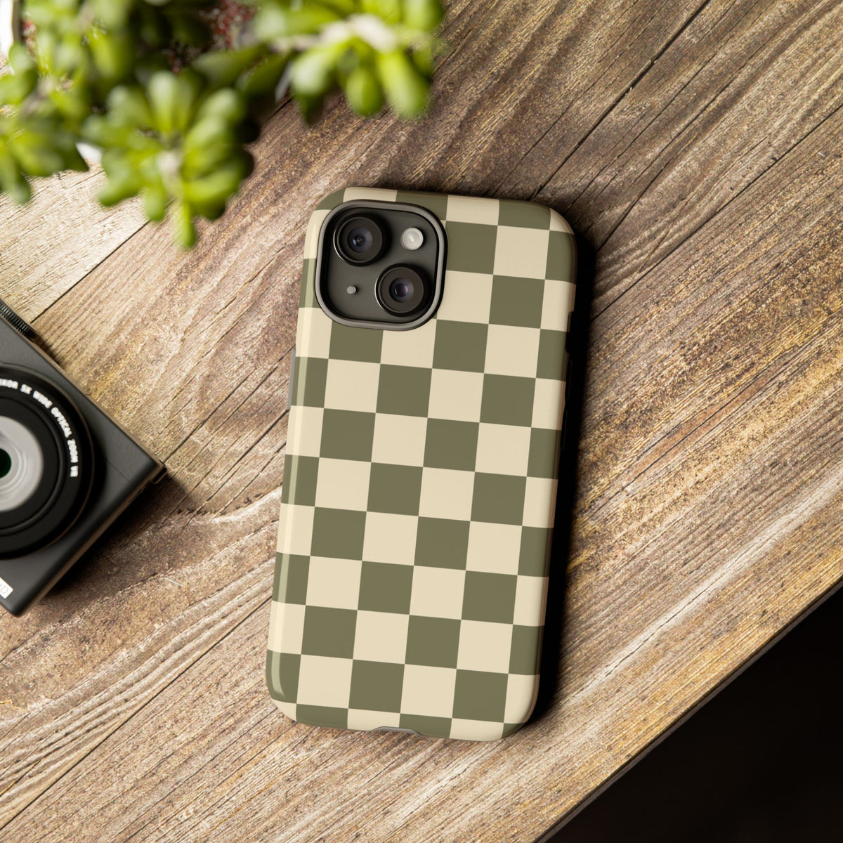Green Checked Pattern Phone Case - Green Phone Case