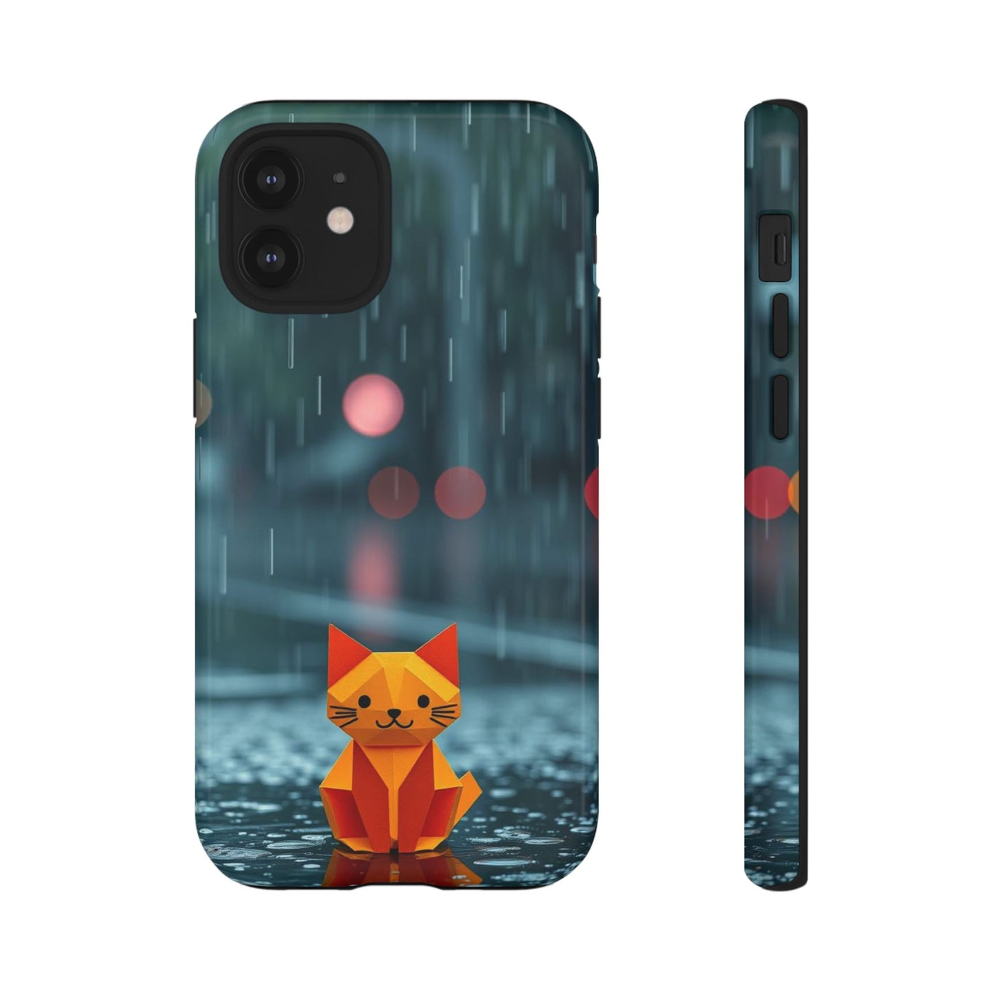iPhone 12 Mini / Glossy Phone Case - Origami ’Soggy Cat’ Design Phone Case
