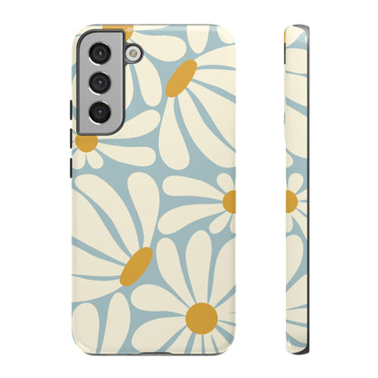 Samsung Galaxy S22 Plus / Glossy Phone Case - ’Retro Blue Daisy Pattern’ Phone Case