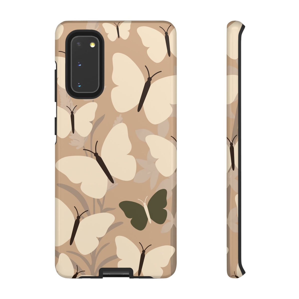 Minimalist Beige Butterfly Pattern Phone Case - Beige Phone Case - Samsung Galaxy S20 / Glossy