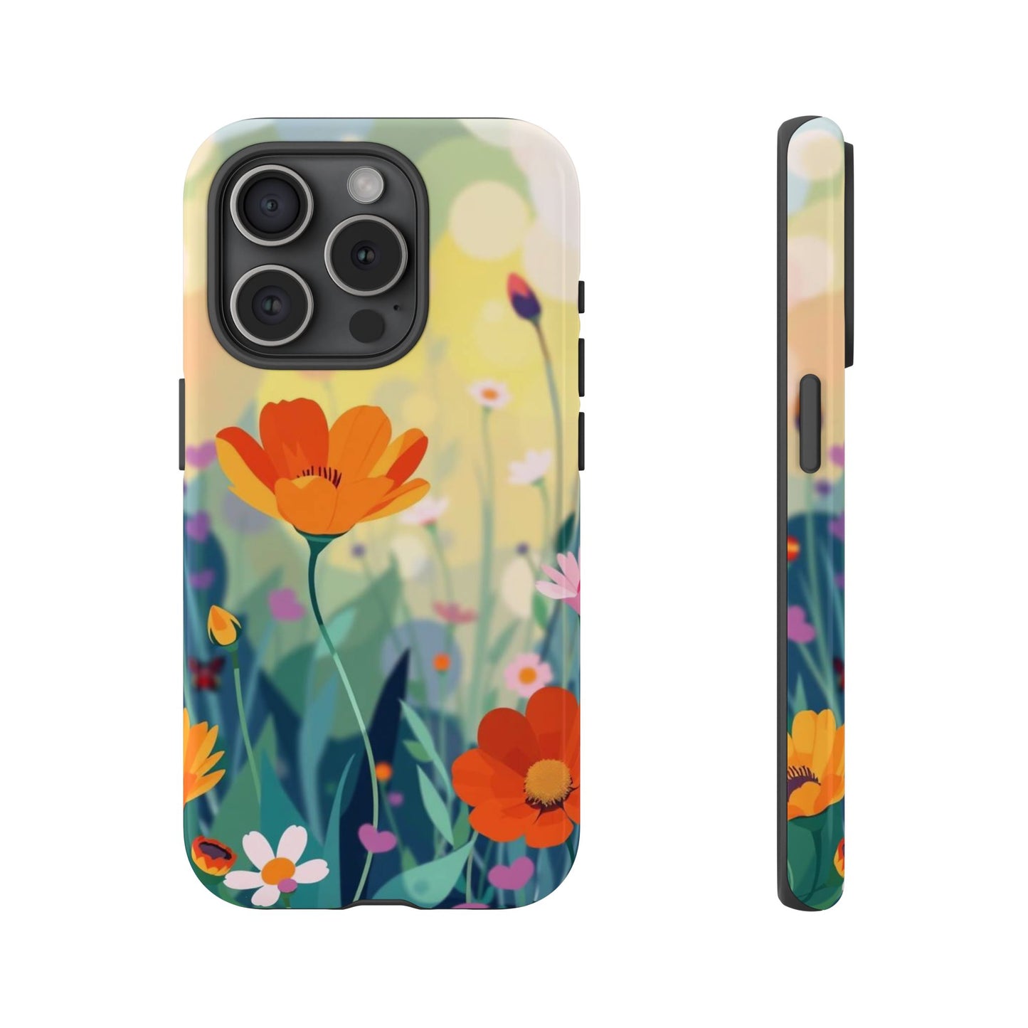 iPhone 15 Pro / Glossy Phone Case - Pop Art Style Wildflower Design Phone Case