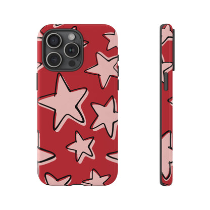Cherry Red Doodle Star Phone Case