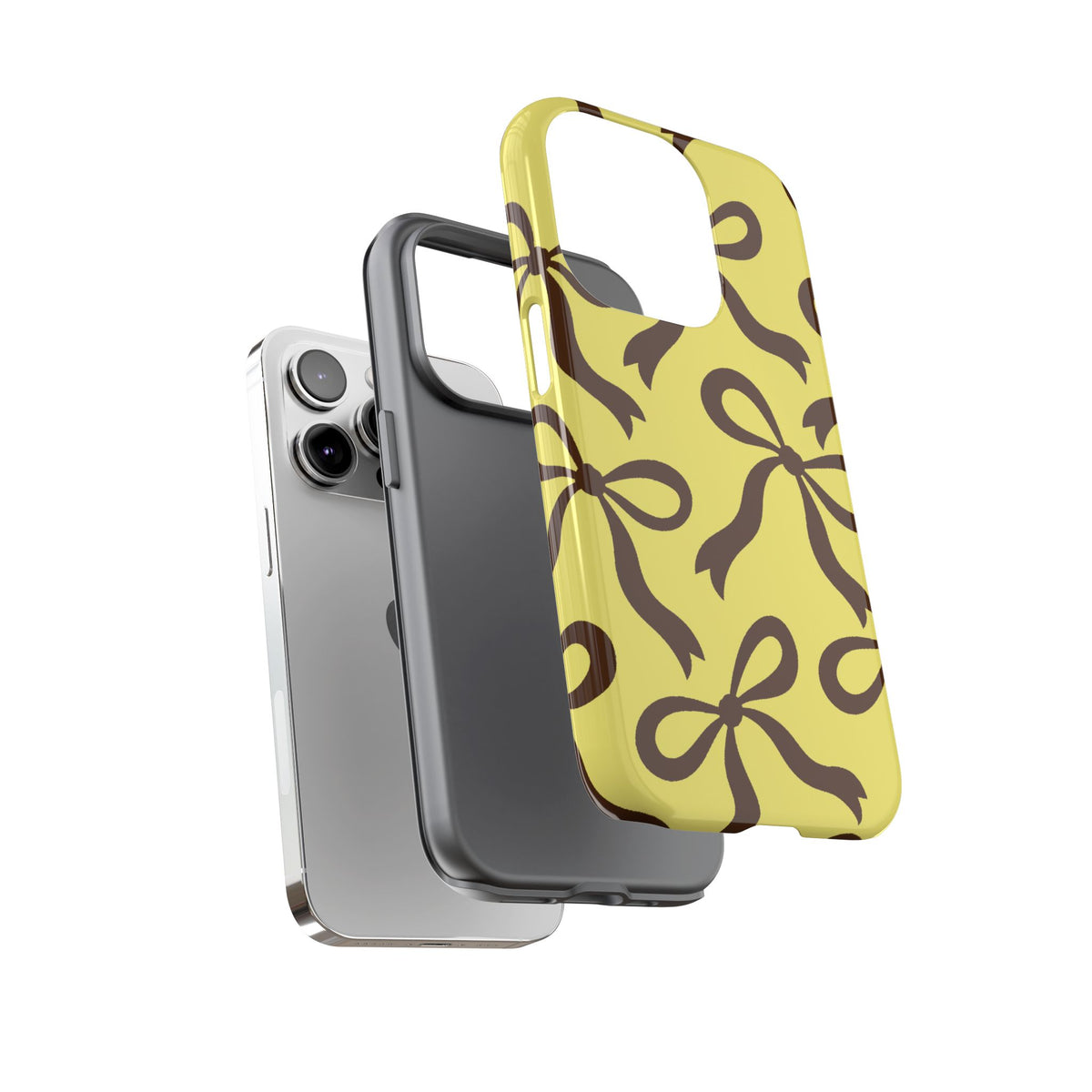 Bold Butter Yellow and Chocolate Brown Bow Pattern Phone Case - Yellow Phone Case
