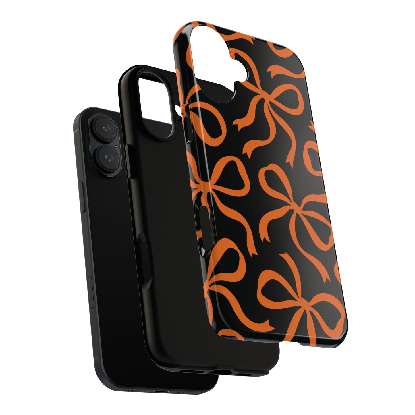 Bold Black and Burnt Orange Bow Pattern Phone Case