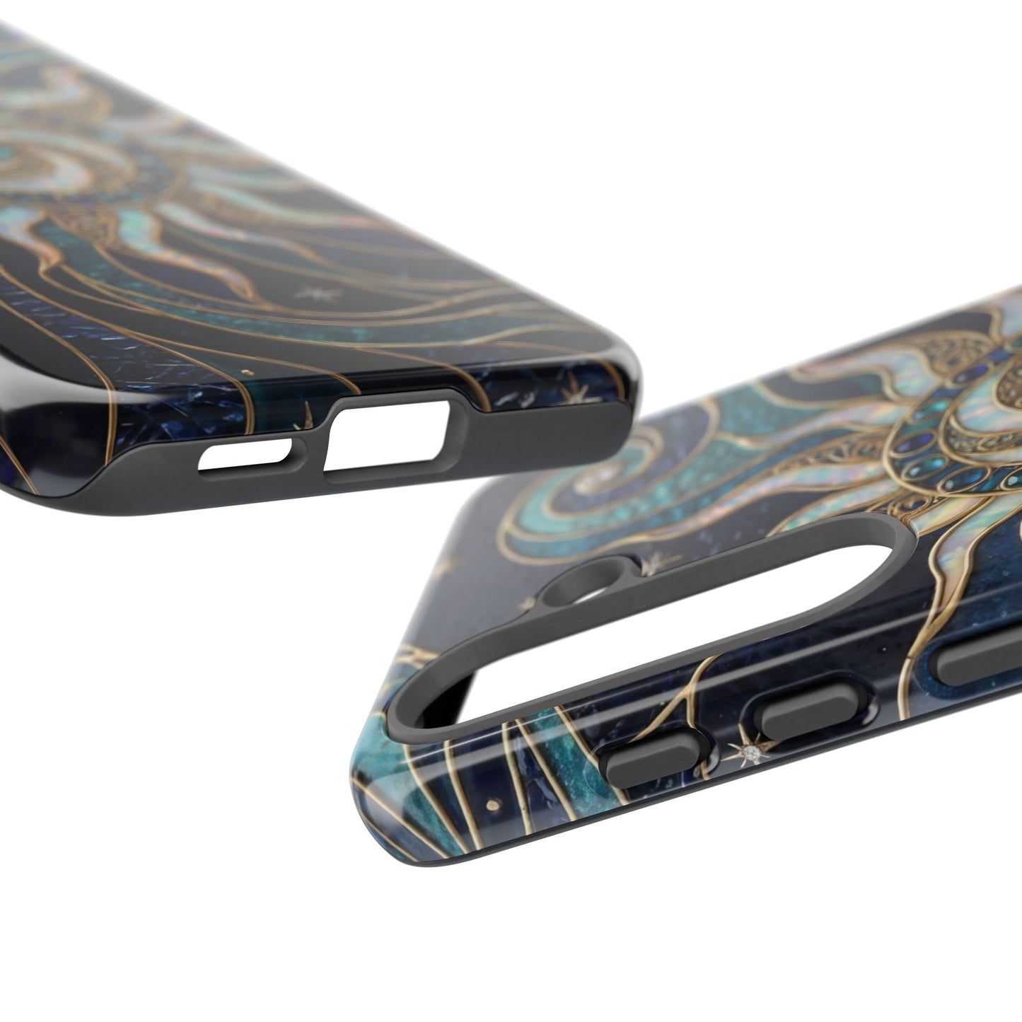 Elegant Teal & Gold Cosmic Sunburst Phone Case