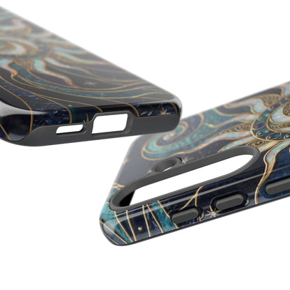 Elegant Teal & Gold Cosmic Sunburst Phone Case
