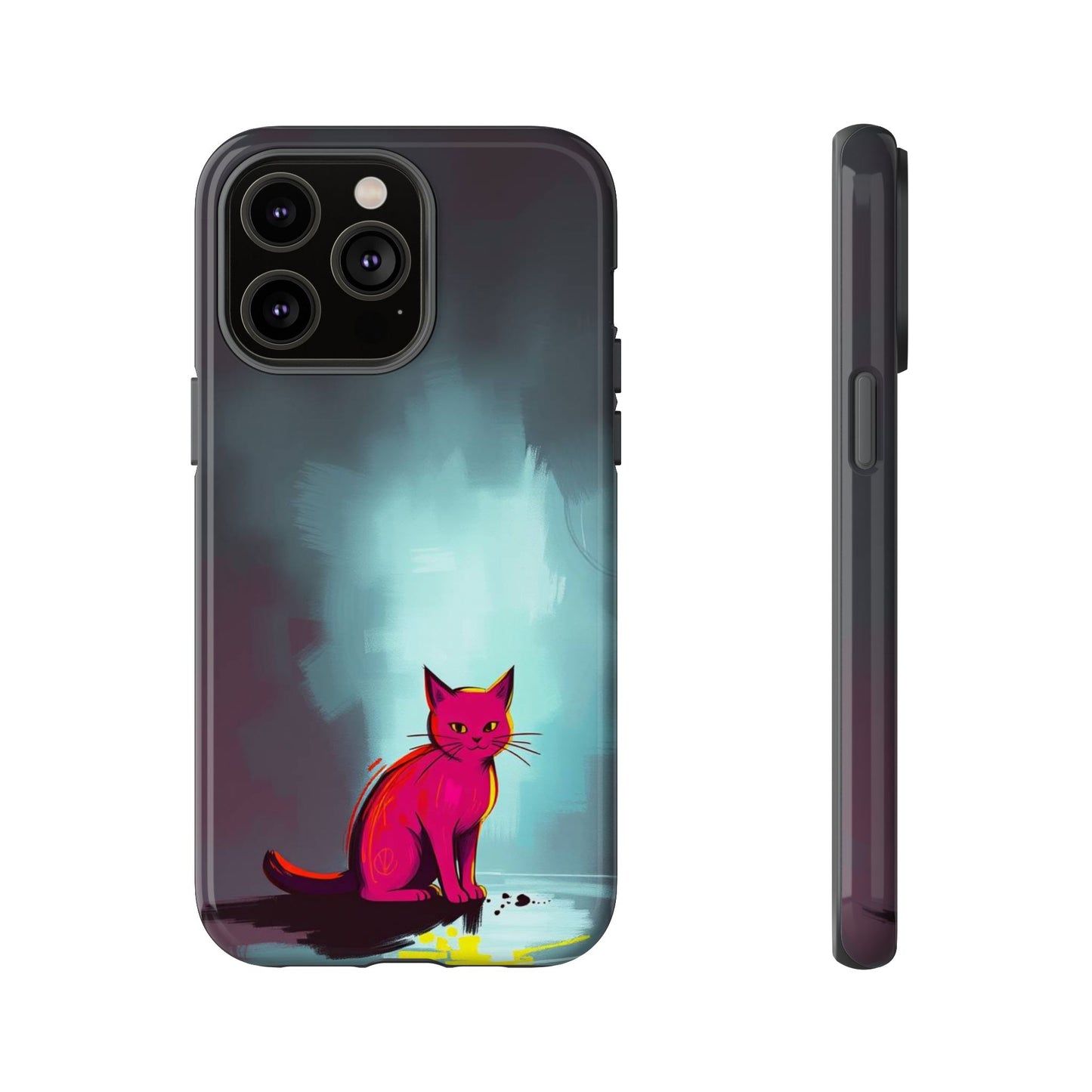 iPhone 14 Pro Max / Glossy Phone Case - Pop Art Moody Cat Design Phone Case