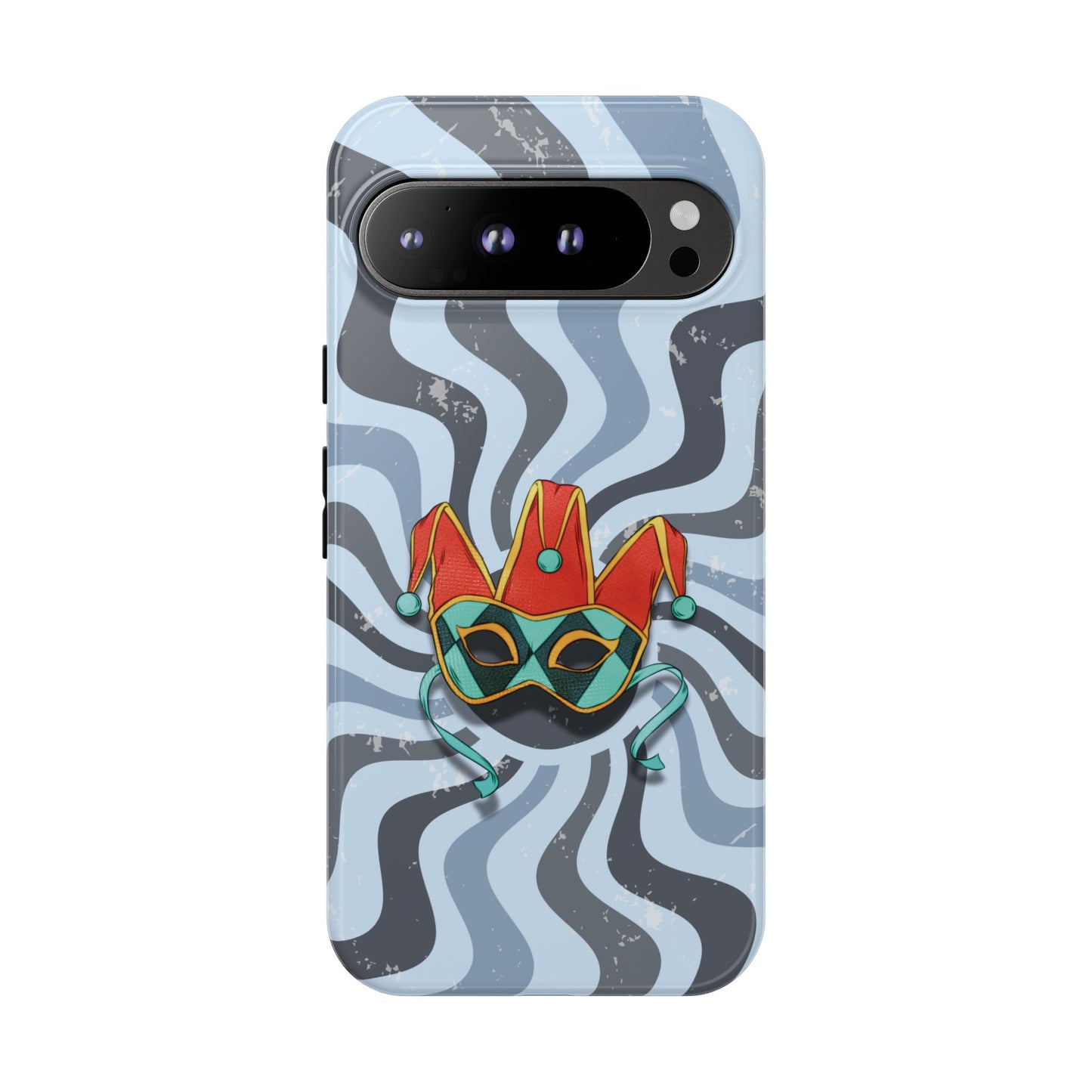 Google Pixel 9 Pro XL / Glossy Phone Case - Venetian Jester Mask – Blue Retro Soft Revival Phone Case