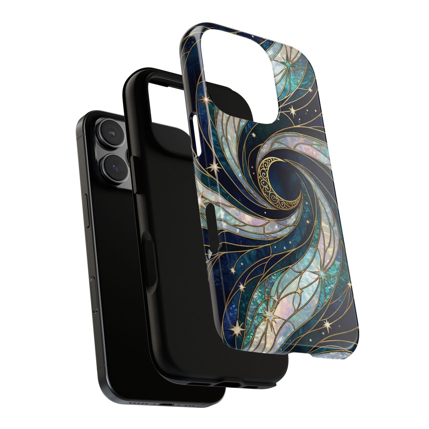 Elegant Navy & Teal Celestial Swirl Phone Case