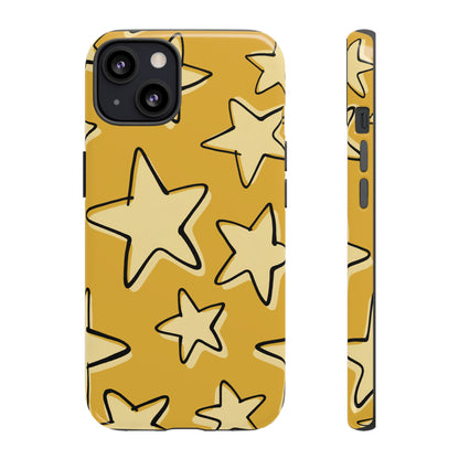 Golden Yellow Doodle Star Phone Case
