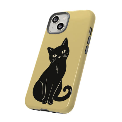 Minimalist Butter Yellow & Black Cat Phone Case
