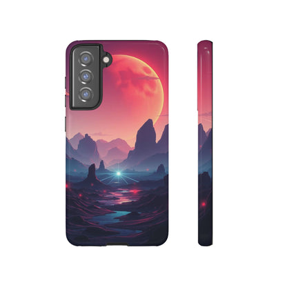Samsung Galaxy S21 FE / Glossy Phone Case - Alien Moon Landscape Design Phone Case