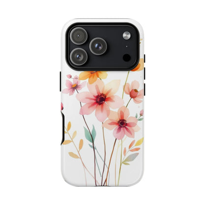 iPhone 17 Pro / Glossy Phone Case - Boho Chic Watercolour Blooms Design Phone Case