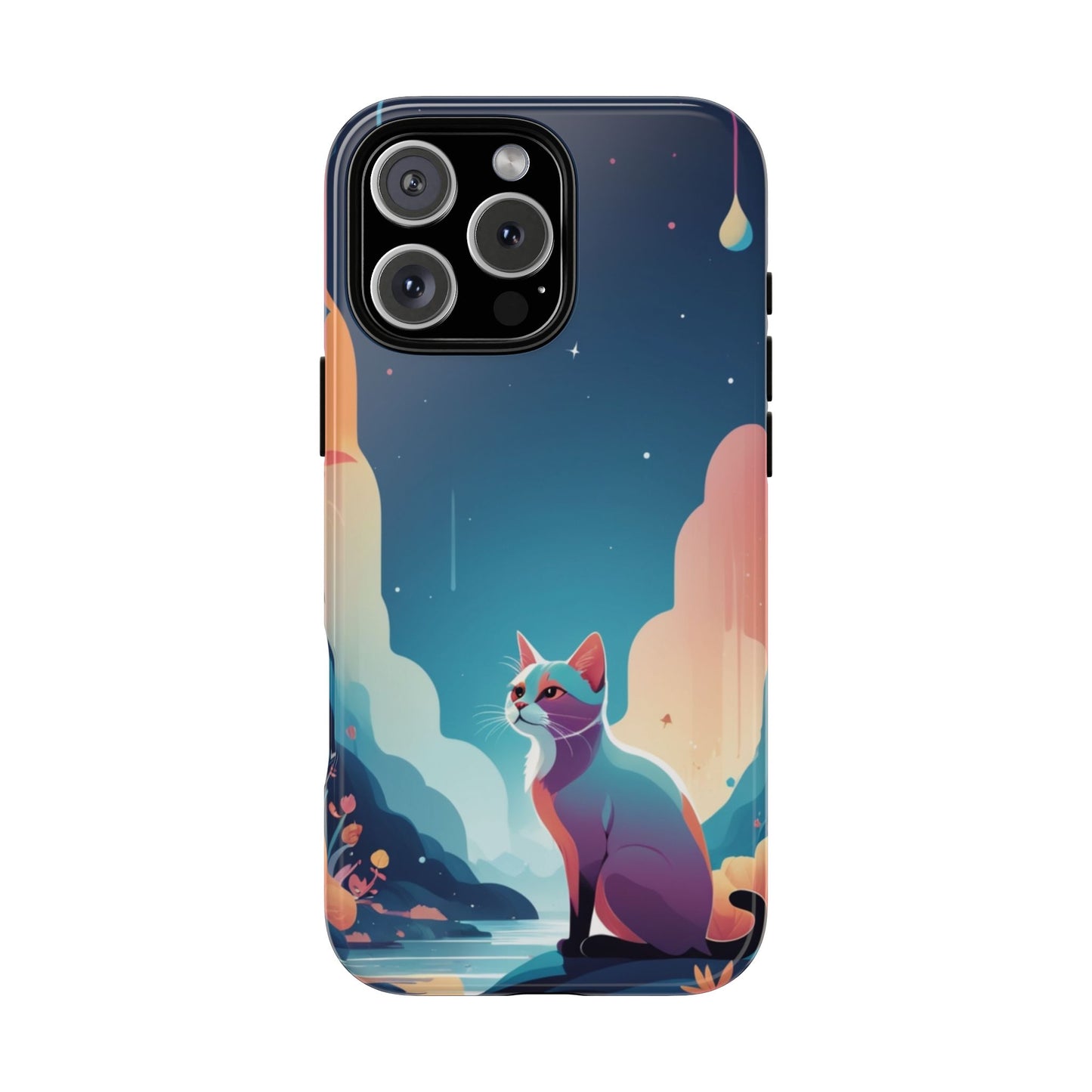 iPhone 16 Pro Max / Glossy Phone Case - Stylised Cat Design Phone Case