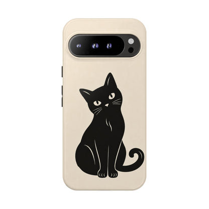 Minimalist Cream & Black Cat Phone Case