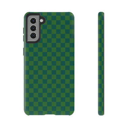 Samsung Galaxy S21 Plus / Glossy Phone Case - ’Bold Green Checkered Pattern’ Phone Case