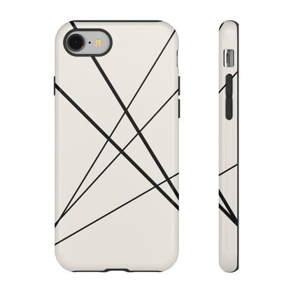 Abstract White with Black Lines Phone Case - White Phone Case - iPhone 8 / Glossy