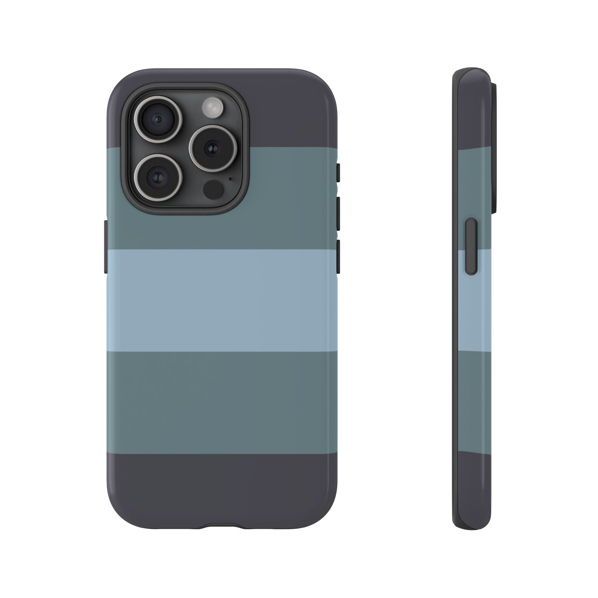 Shades of Blue Horizontal Stripe Pattern Phone Case - Blue Phone Case - iPhone 15 Pro / Glossy