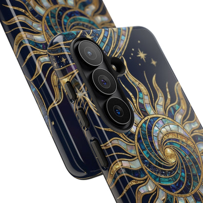 Elegant Navy & Gold Solar Spiral Phone Case