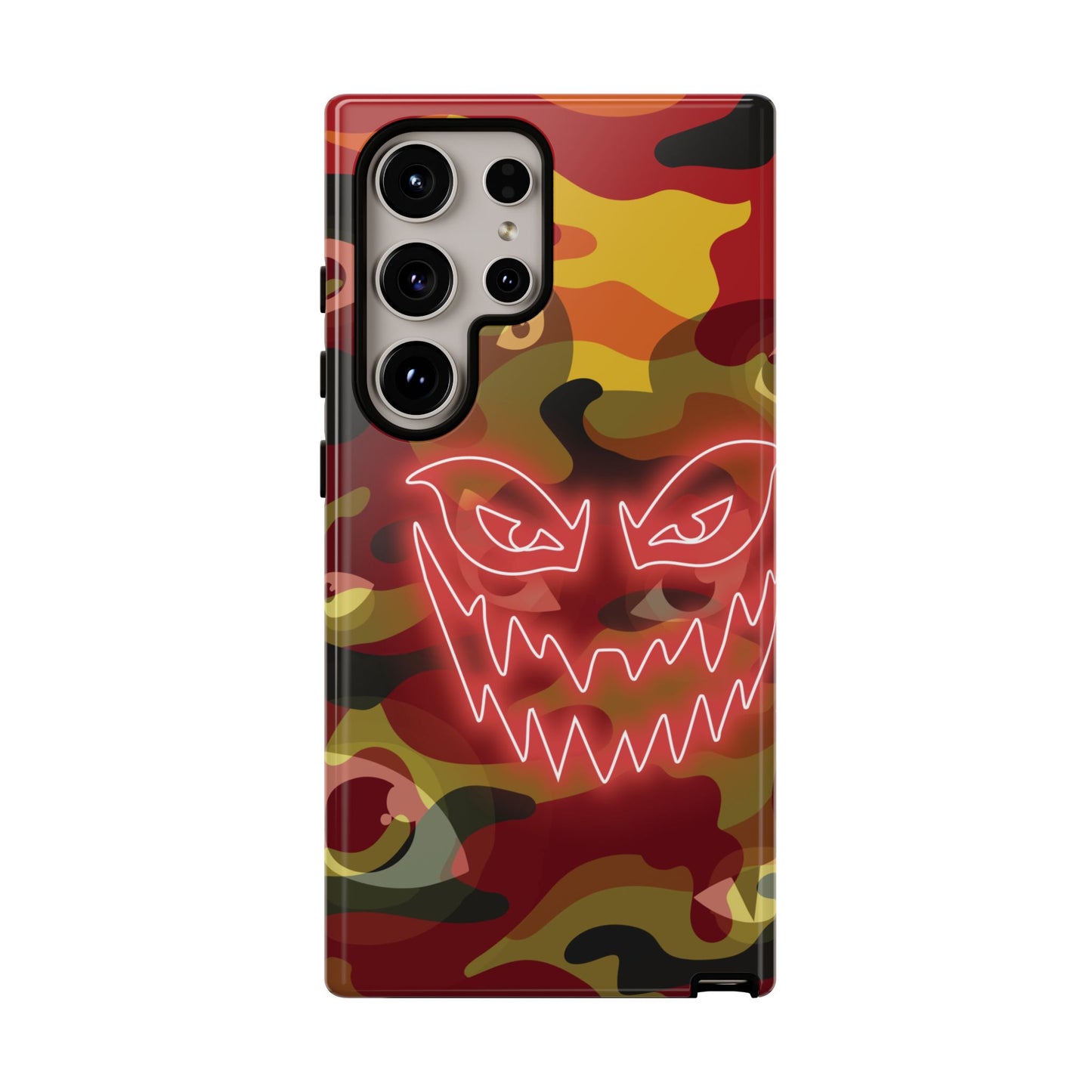Inferno Neon Face Camo Phone Case - Red Phone Case - Samsung Galaxy S24 Ultra / Glossy