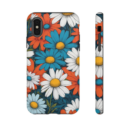 iPhone XS / Glossy Phone Case - Pop Art Daisies Illustration ’Red & Blue’ Phone Case