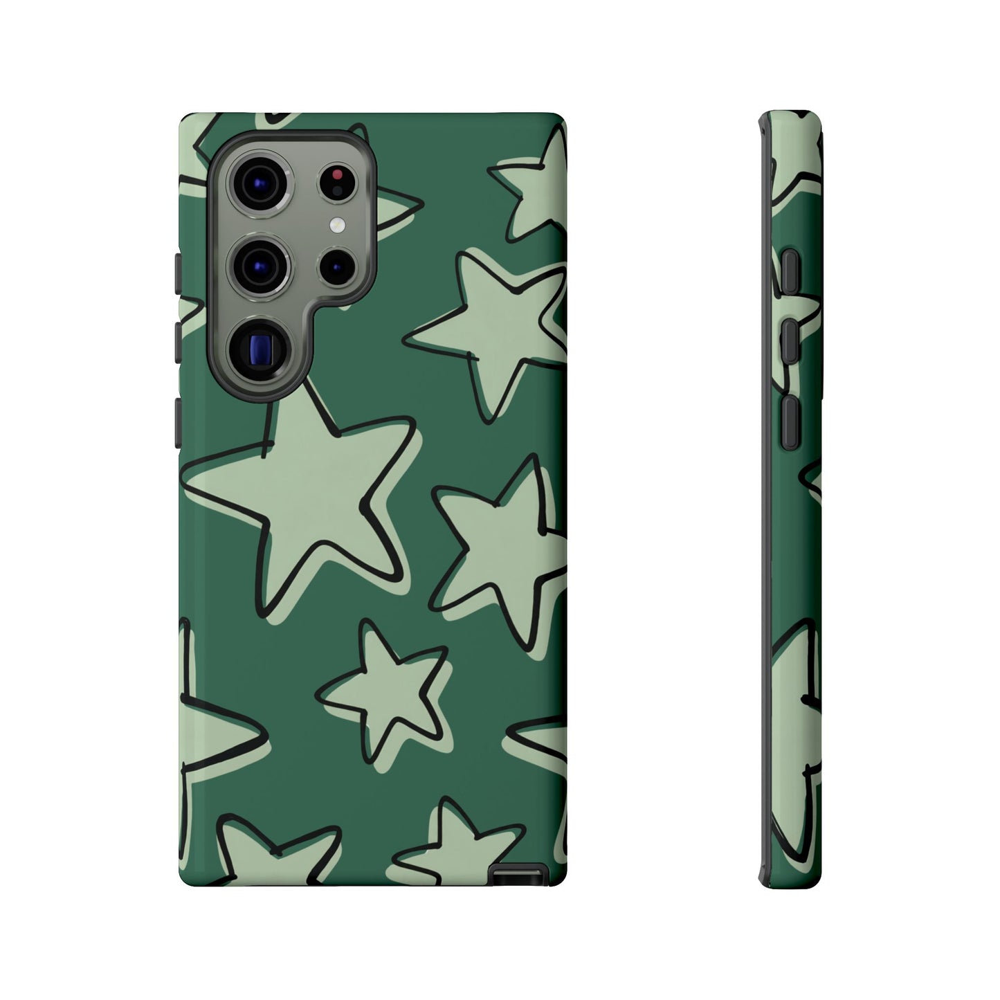 Forest Green Doodle Star Phone Case
