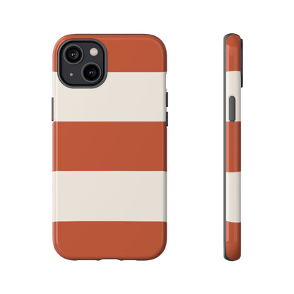 iPhone 14 Plus / Glossy Phone Case - Terracotta Horizontal Stripe Pattern Phone Case
