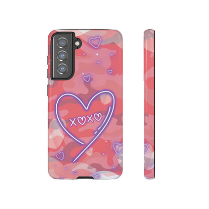 Love Heart Neon Camo Phone Case - Pink Phone Case - Samsung Galaxy S21 FE / Glossy