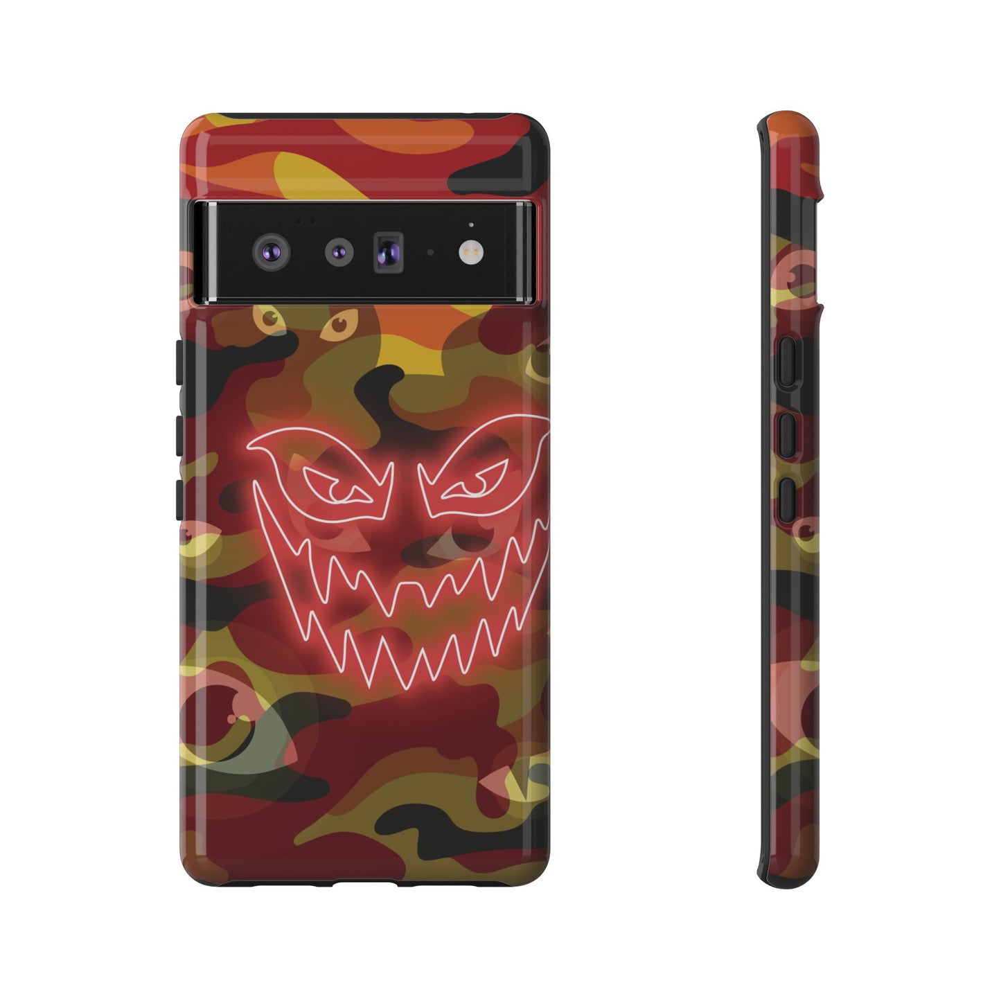 Inferno Neon Face Camo Phone Case - Red Phone Case - Google Pixel 6 Pro / Glossy