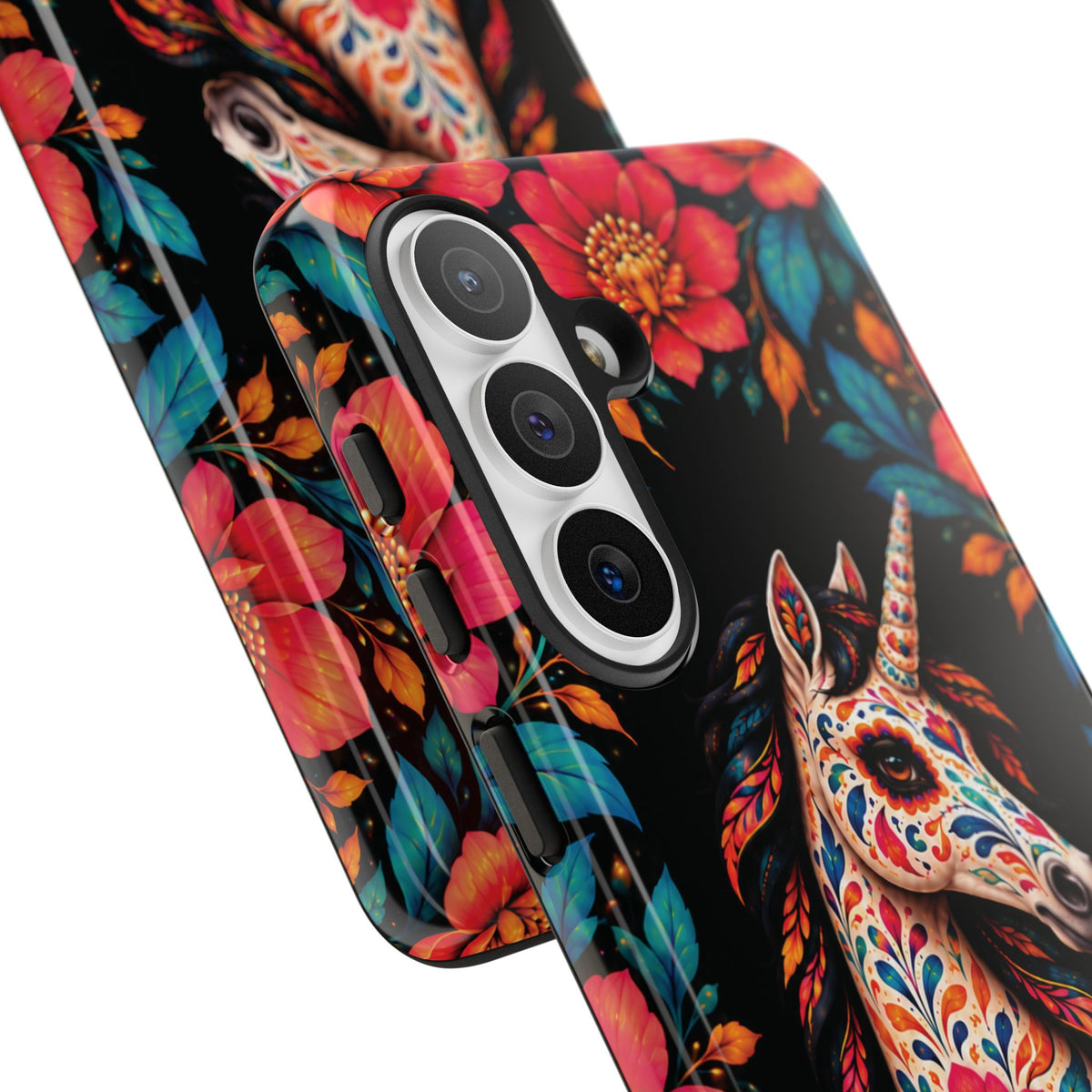 Elegant Pink and Turquoise Calavera Unicorn Phone Case - Phone Case